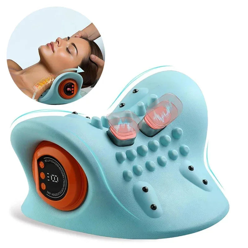 Electric Neck Cervical Traction Massager – Vibration Kneading Pillow for Neck Pain & Tension Relief