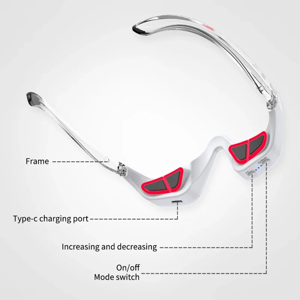 LED Eye Massager Glasses – EMS & Red Light Therapy for Dark Circles, Puffiness & Wrinkle Relief
