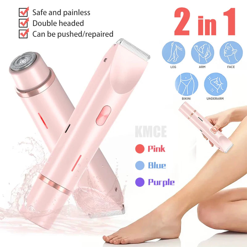 Women’s Waterproof Rechargeable Electric Shaver – Mini Bikini Trimmer & Double-Head Body Hair Remover